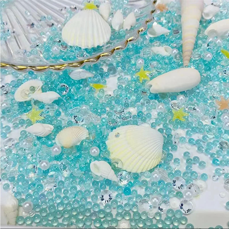 【Super Mix Series】Makeup Bubble Beads for Brushes, with Starfish Sea Shells Round Pearl Beads to Hold Makeup Brush, Lipstick, Mascara, Eyeliner,Makeup Holder Filler