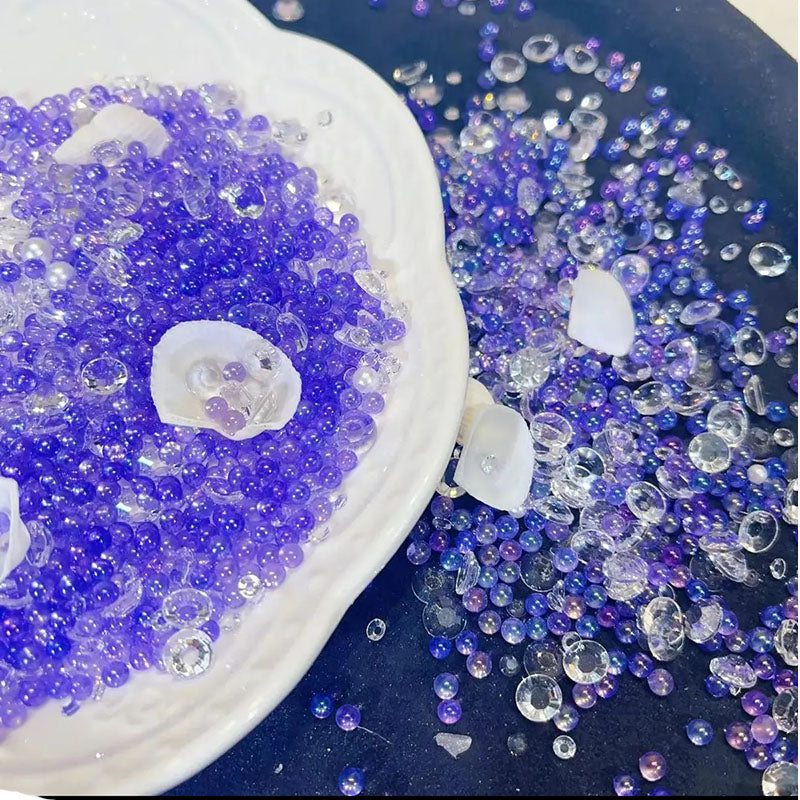 【Super Mix Series】Makeup Bubble Beads for Brushes, with Starfish Sea Shells Round Pearl Beads to Hold Makeup Brush, Lipstick, Mascara, Eyeliner,Makeup Holder Filler