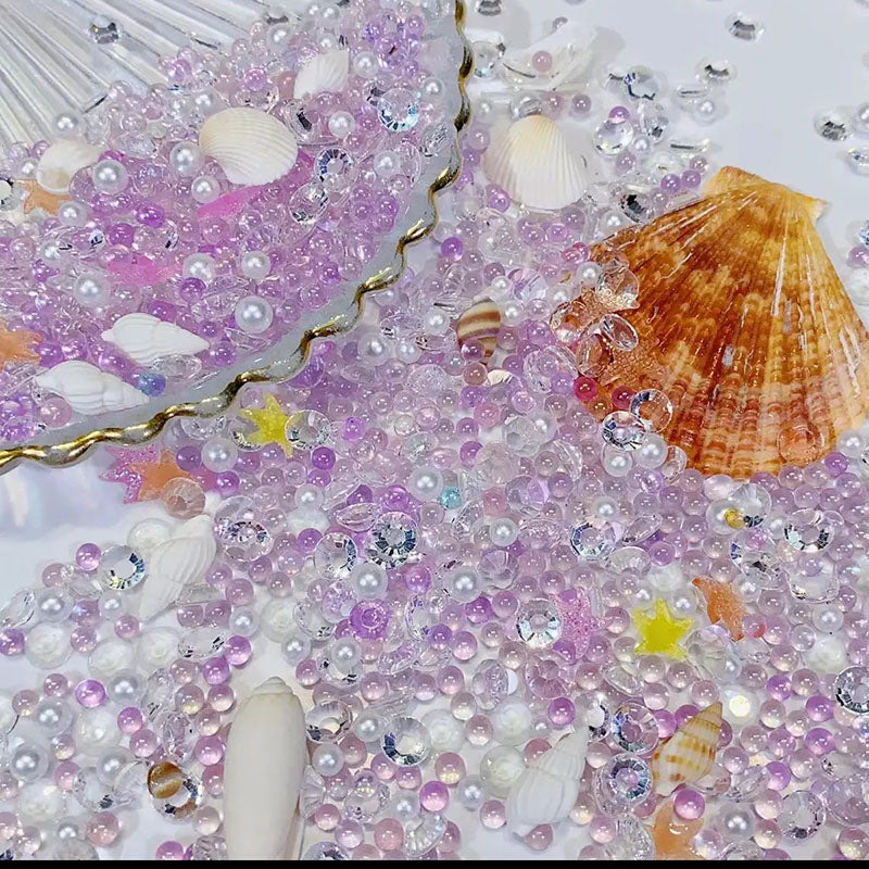 【Super Mix Series】Makeup Bubble Beads for Brushes, with Starfish Sea Shells Round Pearl Beads to Hold Makeup Brush, Lipstick, Mascara, Eyeliner,Makeup Holder Filler