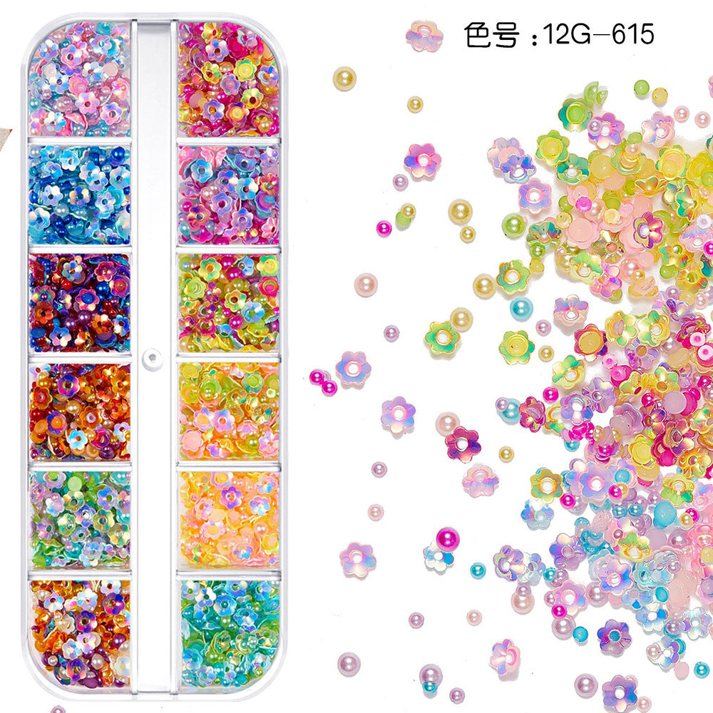 【Mixed Kit Series】Nail Pearl Flower Alloy Shell Jewelry Aurora Transparent Resin Diamond Nail Decoration Sequins