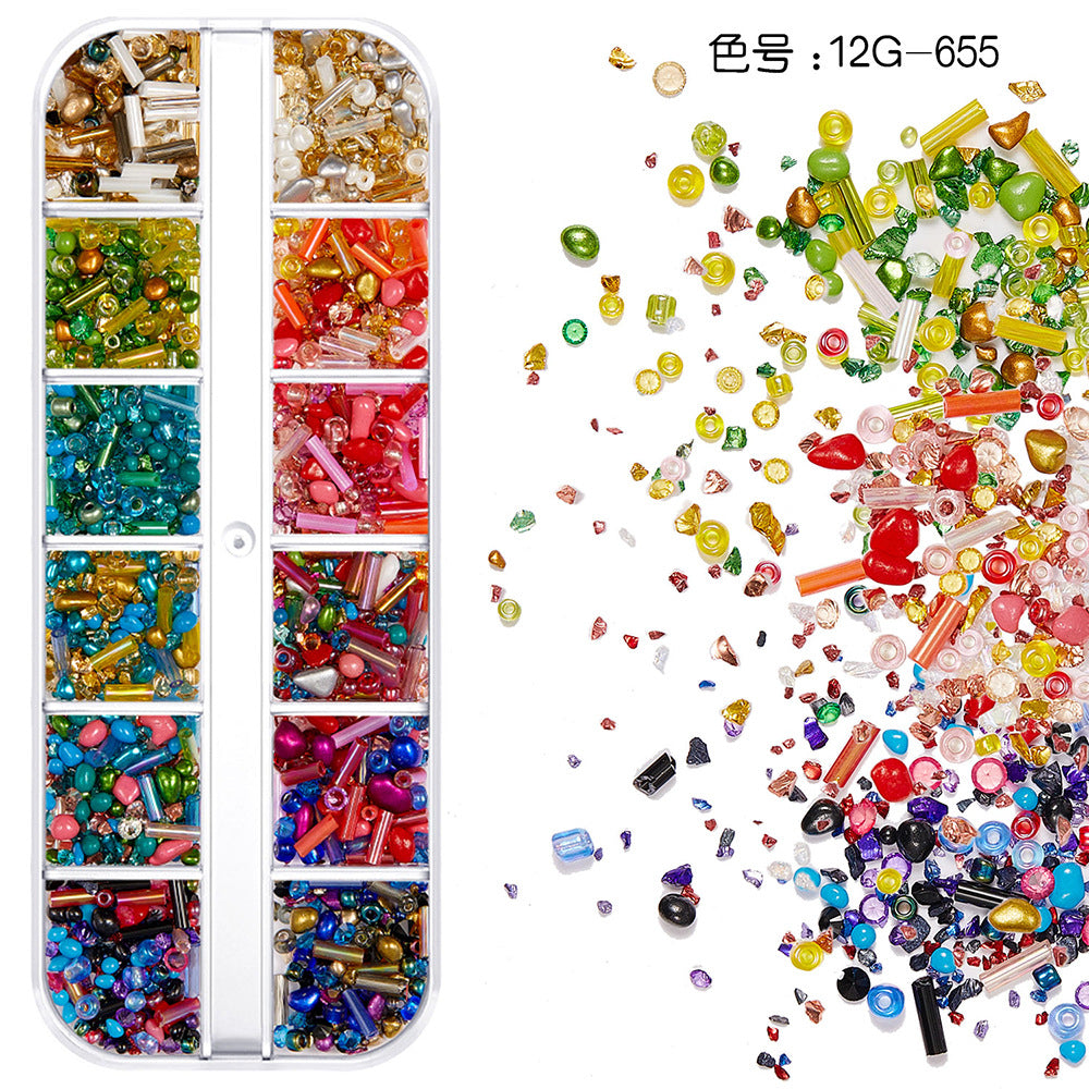 【Mixed Kit Series】Nail Pearl Flower Alloy Shell Jewelry Aurora Transparent Resin Diamond Nail Decoration Sequins