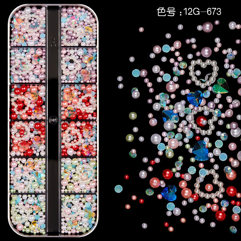 【Mixed Kit Series】Nail Pearl Flower Alloy Shell Jewelry Aurora Transparent Resin Diamond Nail Decoration Sequins