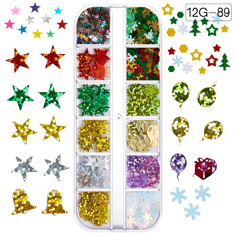 【Christmas Slices Series】Snowflake Santa Claus tree nail accessories nail stickers glitter powder