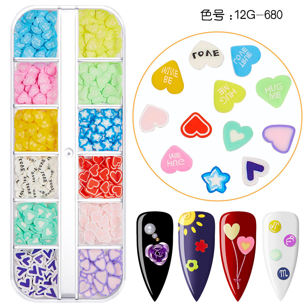 【Valentine's Day Slices Series】Love Heart Shape Polymer Clay Slices for DIY Slime Resin Making Charms Lip Gloss Nail Art Cellphone Decorations Nails Design Halloween Christmas Party Decor