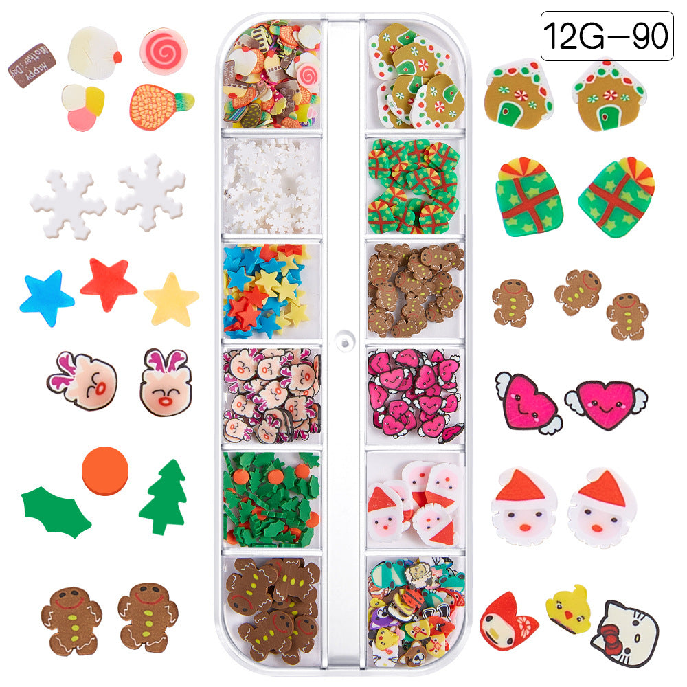 【Christmas Slices Series】Snowflake Santa Claus tree nail accessories nail stickers glitter powder