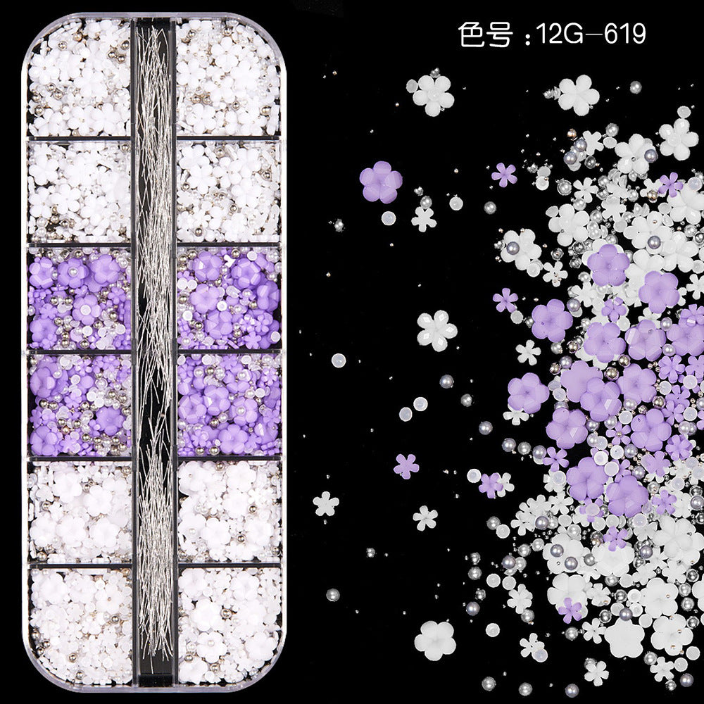 【Mixed Kit Series】Nail Pearl Flower Alloy Shell Jewelry Aurora Transparent Resin Diamond Nail Decoration Sequins