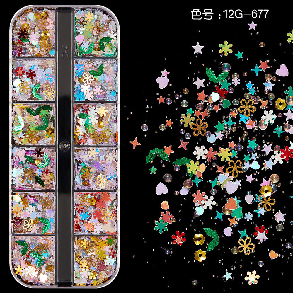 【Mixed Kit Series】Nail Pearl Flower Alloy Shell Jewelry Aurora Transparent Resin Diamond Nail Decoration Sequins