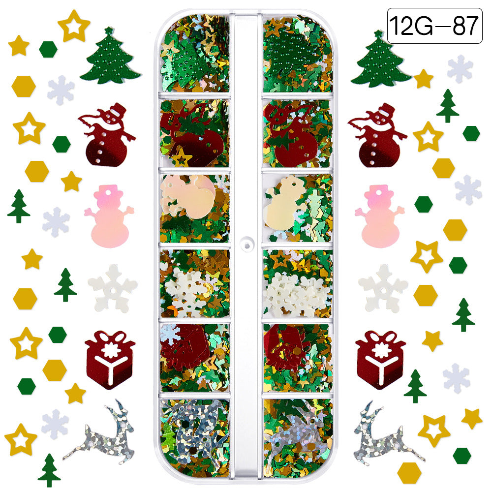 【Christmas Slices Series】Snowflake Santa Claus tree nail accessories nail stickers glitter powder