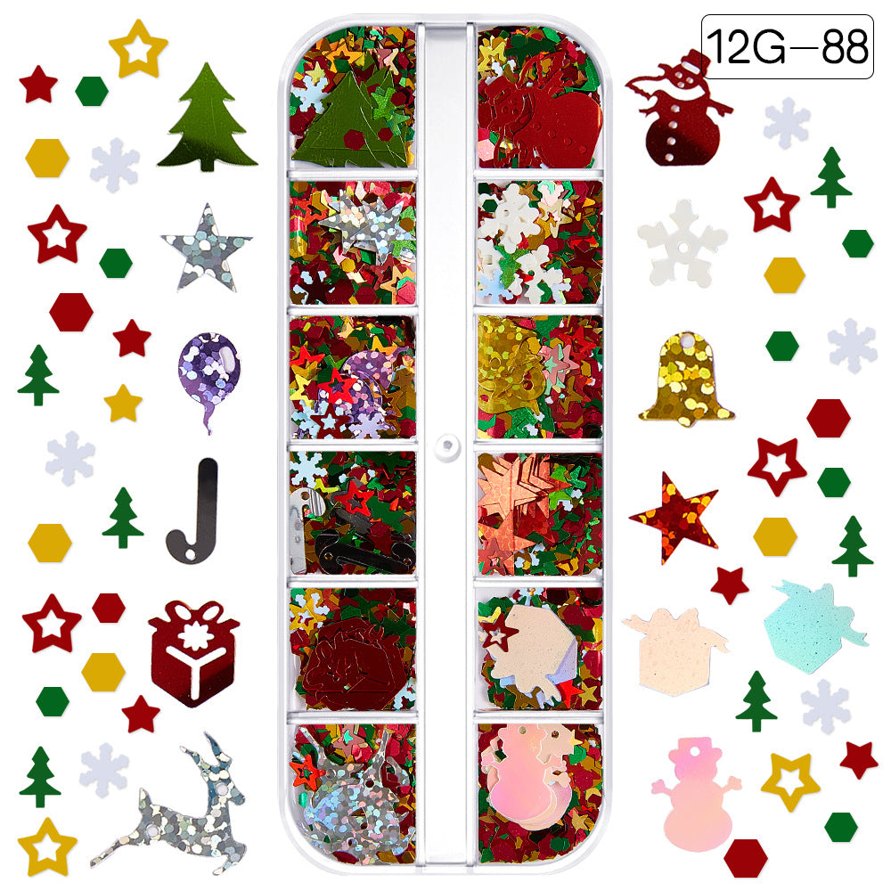 【Christmas Slices Series】Snowflake Santa Claus tree nail accessories nail stickers glitter powder