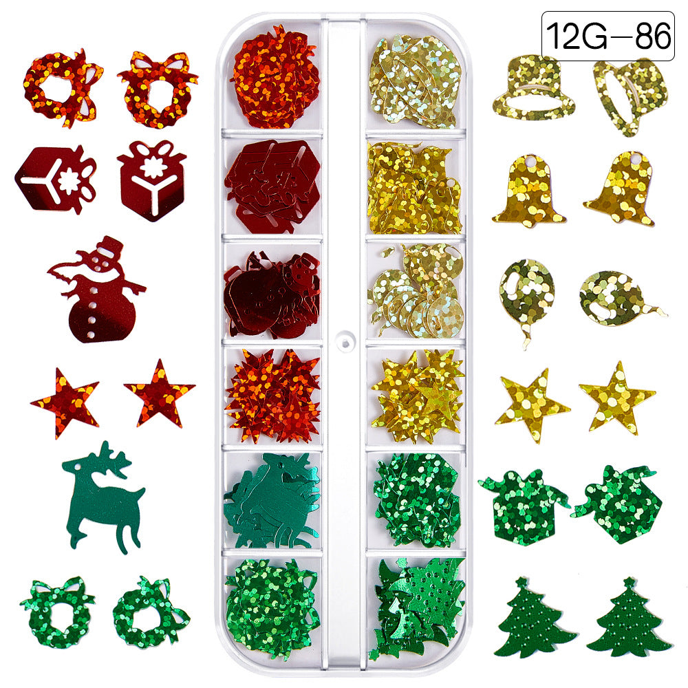 【Christmas Slices Series】Snowflake Santa Claus tree nail accessories nail stickers glitter powder