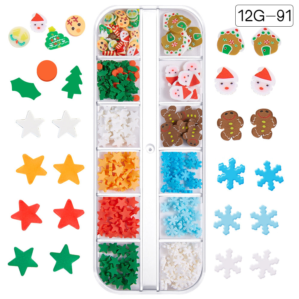 【Christmas Slices Series】Snowflake Santa Claus tree nail accessories nail stickers glitter powder