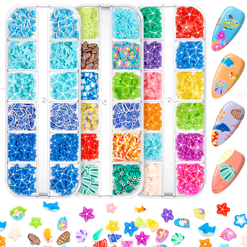 【Ocean Series】Polymer Slices Slices Fimo Slices for DIY Slime Resin Making Charms Lip Gloss Nail Art Cellphone Decorations.