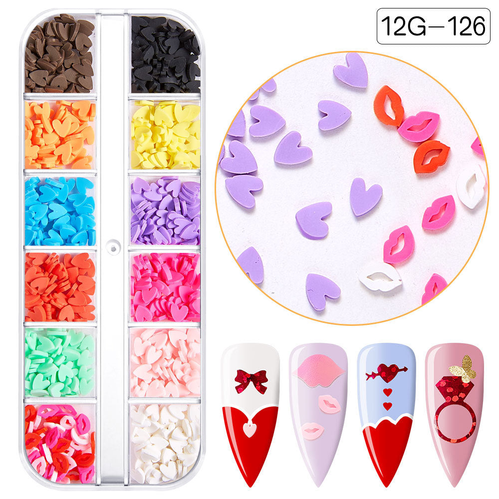【Valentine's Day Slices Series】Love Heart Shape Polymer Clay Slices for DIY Slime Resin Making Charms Lip Gloss Nail Art Cellphone Decorations Nails Design Halloween Christmas Party Decor