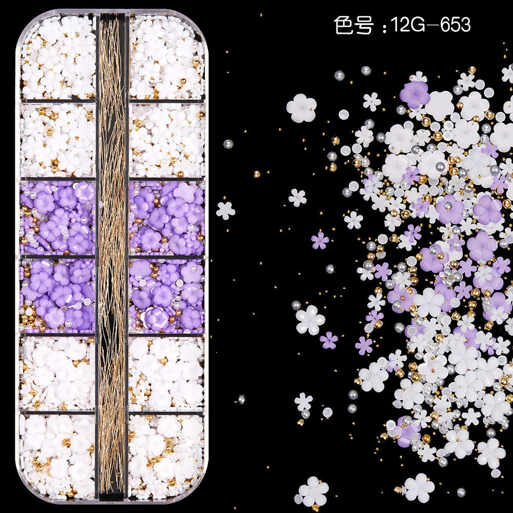 【Mixed Kit Series】Nail Pearl Flower Alloy Shell Jewelry Aurora Transparent Resin Diamond Nail Decoration Sequins