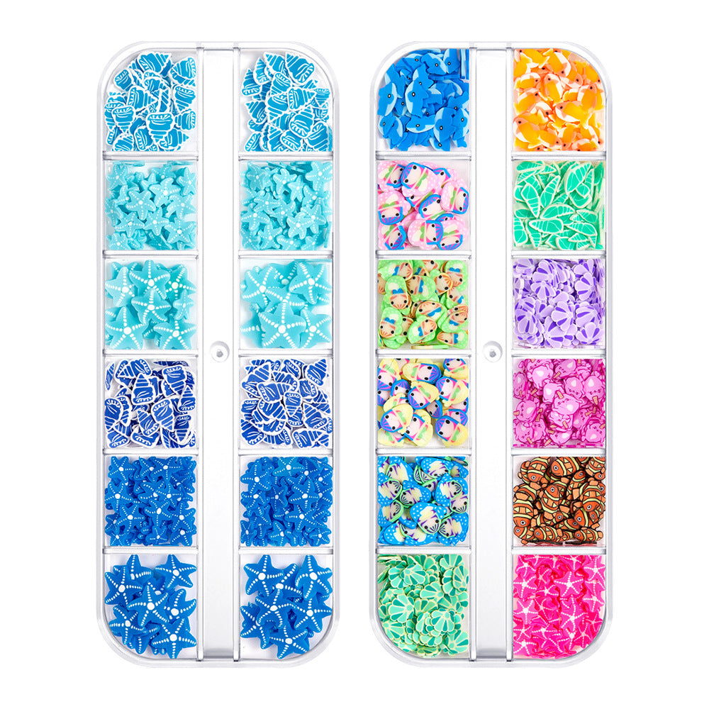 【Ocean Series】Polymer Slices Slices Fimo Slices for DIY Slime Resin Making Charms Lip Gloss Nail Art Cellphone Decorations.