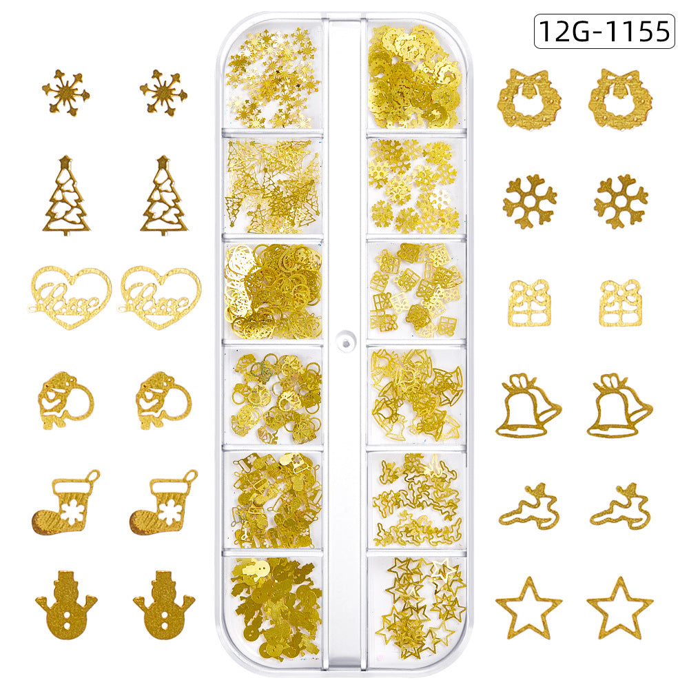 【Christmas Slices Series】Snowflake Santa Claus tree nail accessories nail stickers glitter powder