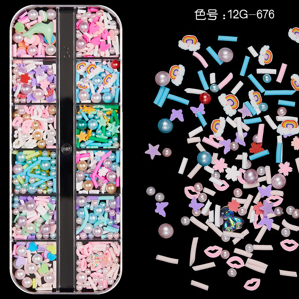 【Mixed Kit Series】Nail Pearl Flower Alloy Shell Jewelry Aurora Transparent Resin Diamond Nail Decoration Sequins