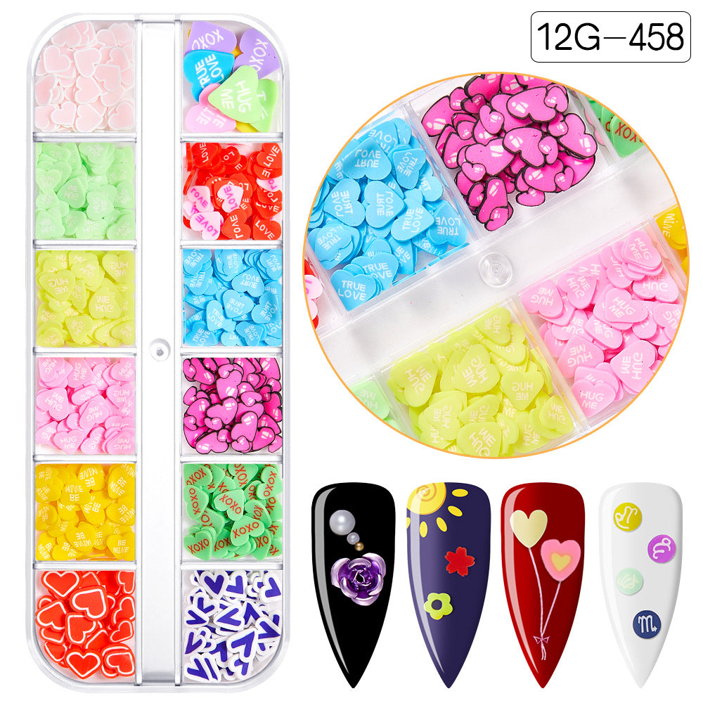 【Valentine's Day Slices Series】Love Heart Shape Polymer Clay Slices for DIY Slime Resin Making Charms Lip Gloss Nail Art Cellphone Decorations Nails Design Halloween Christmas Party Decor