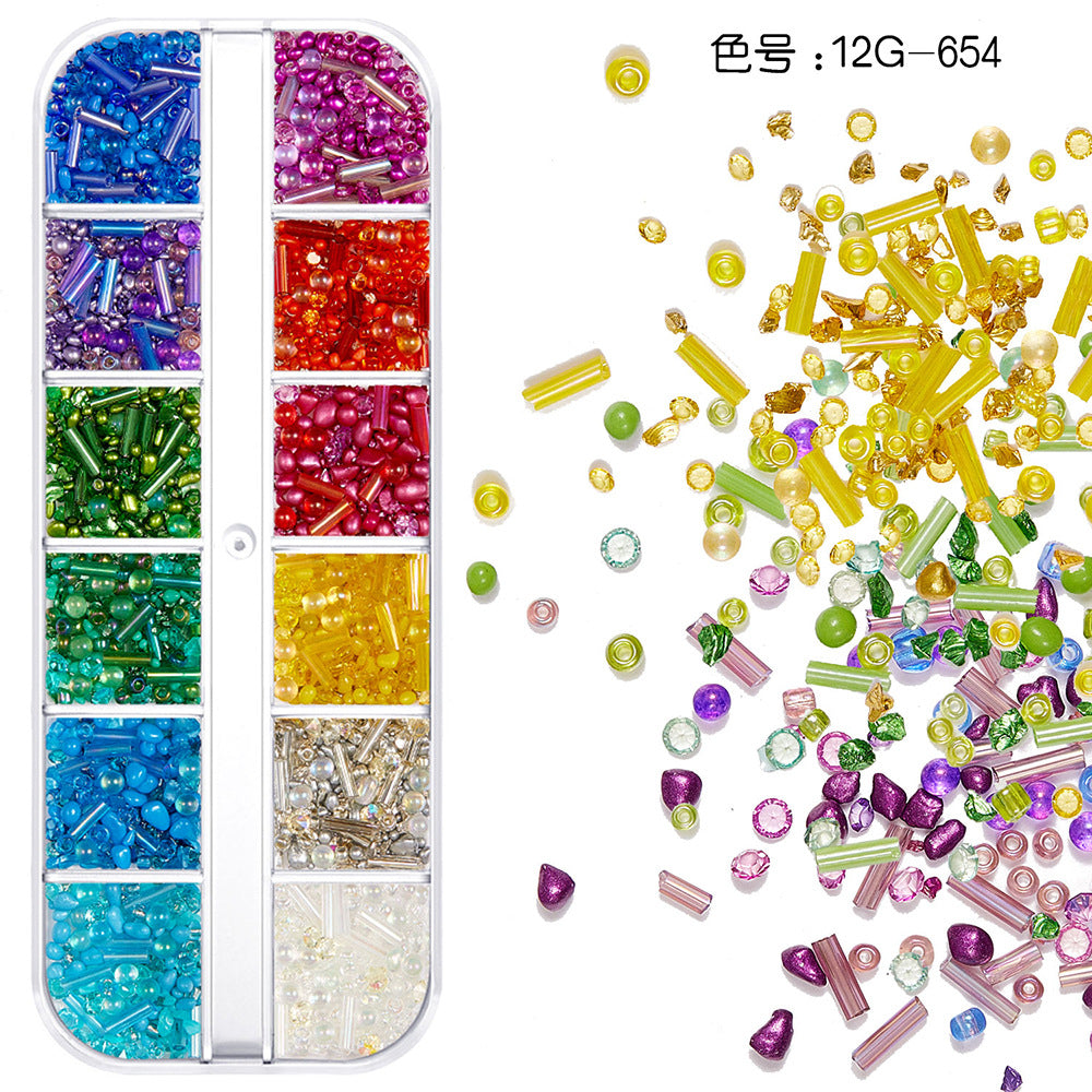 【Mixed Kit Series】Nail Pearl Flower Alloy Shell Jewelry Aurora Transparent Resin Diamond Nail Decoration Sequins