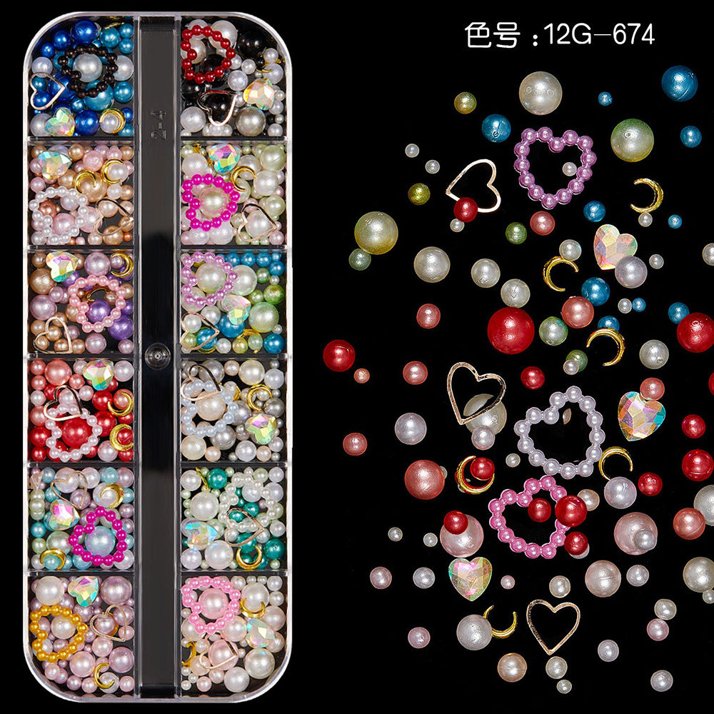 【Mixed Kit Series】Nail Pearl Flower Alloy Shell Jewelry Aurora Transparent Resin Diamond Nail Decoration Sequins