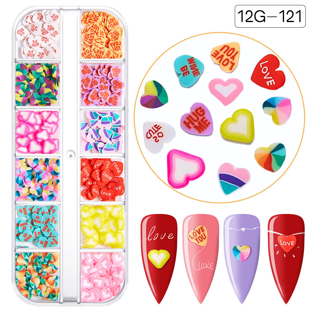 【Valentine's Day Slices Series】Love Heart Shape Polymer Clay Slices for DIY Slime Resin Making Charms Lip Gloss Nail Art Cellphone Decorations Nails Design Halloween Christmas Party Decor