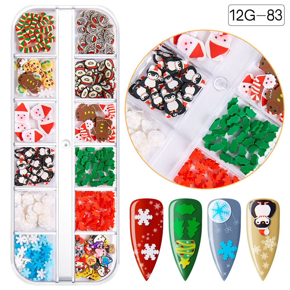 【Christmas Slices Series】Snowflake Santa Claus tree nail accessories nail stickers glitter powder