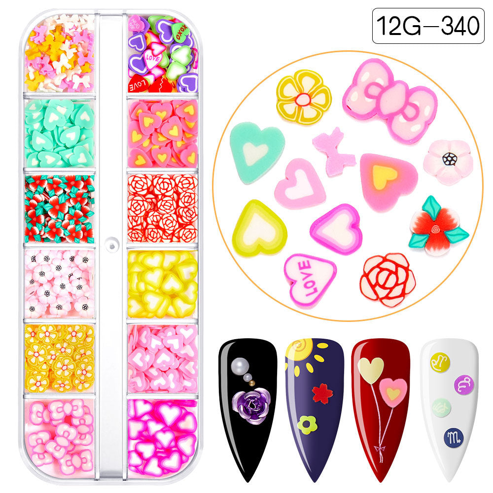 【Valentine's Day Slices Series】Love Heart Shape Polymer Clay Slices for DIY Slime Resin Making Charms Lip Gloss Nail Art Cellphone Decorations Nails Design Halloween Christmas Party Decor