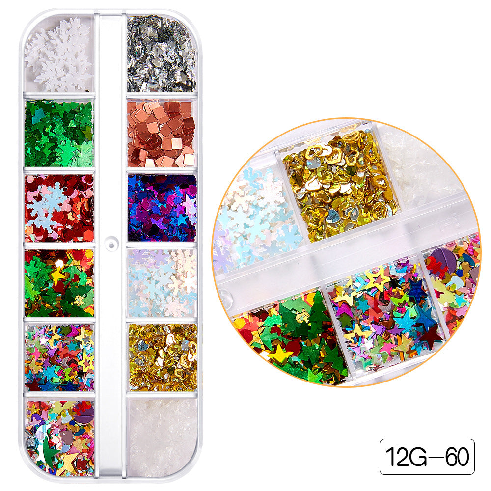 【Christmas Slices Series】Snowflake Santa Claus tree nail accessories nail stickers glitter powder
