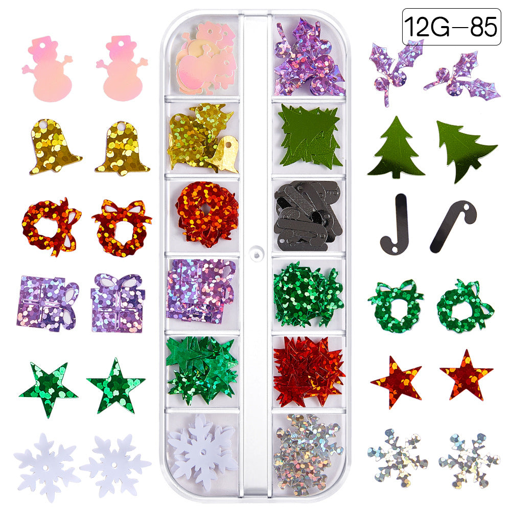 【Christmas Slices Series】Snowflake Santa Claus tree nail accessories nail stickers glitter powder