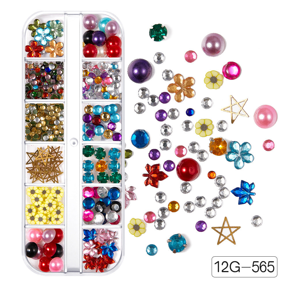 【Mixed Kit Series】Nail Pearl Flower Alloy Shell Jewelry Aurora Transparent Resin Diamond Nail Decoration Sequins