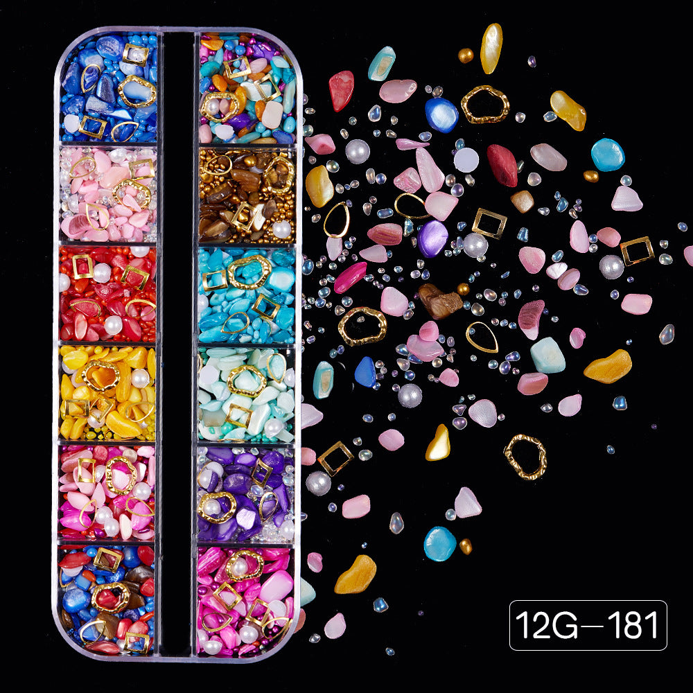 【Mixed Kit Series】Nail Pearl Flower Alloy Shell Jewelry Aurora Transparent Resin Diamond Nail Decoration Sequins