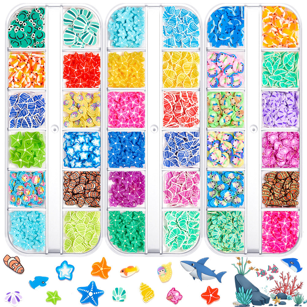 【Ocean Series】Polymer Slices Slices Fimo Slices for DIY Slime Resin Making Charms Lip Gloss Nail Art Cellphone Decorations.