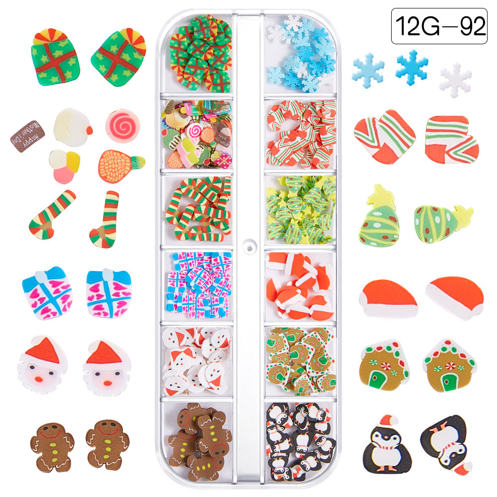 【Christmas Slices Series】Snowflake Santa Claus tree nail accessories nail stickers glitter powder