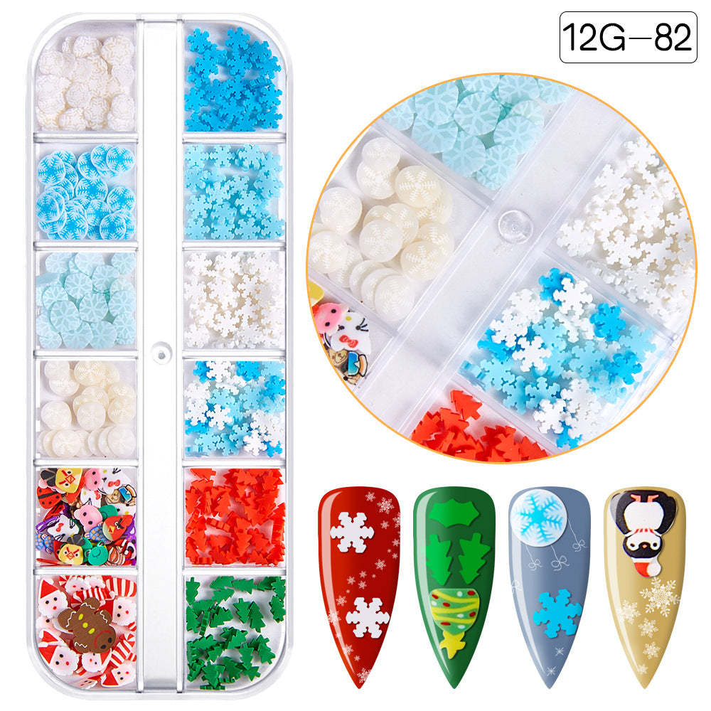 【Christmas Slices Series】Snowflake Santa Claus tree nail accessories nail stickers glitter powder