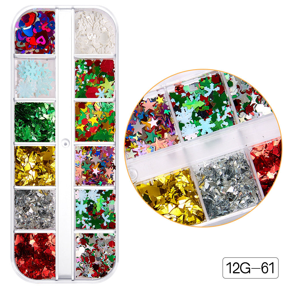 【Christmas Slices Series】Snowflake Santa Claus tree nail accessories nail stickers glitter powder