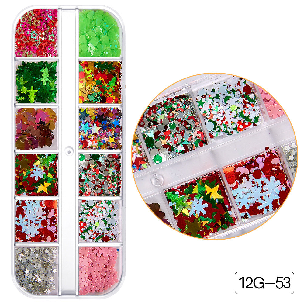 【Christmas Slices Series】Snowflake Santa Claus tree nail accessories nail stickers glitter powder