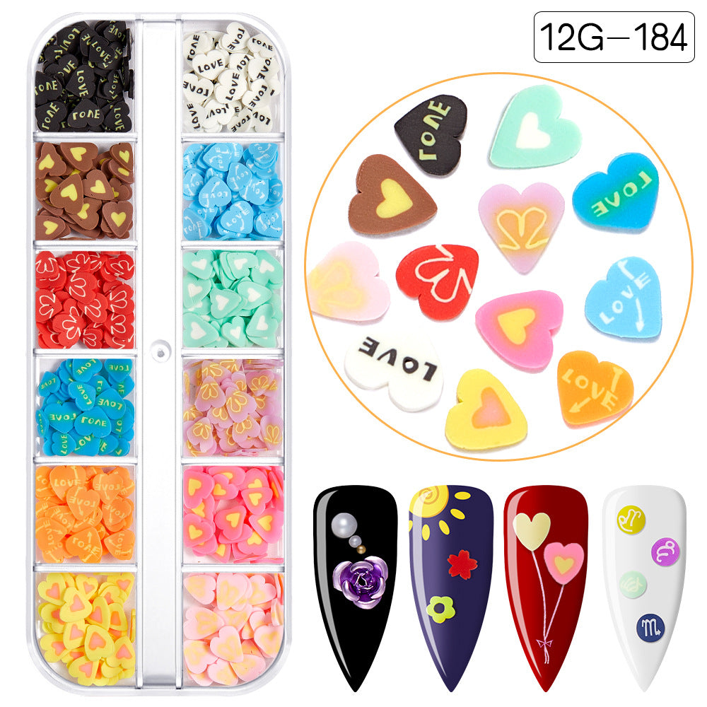 【Valentine's Day Slices Series】Love Heart Shape Polymer Clay Slices for DIY Slime Resin Making Charms Lip Gloss Nail Art Cellphone Decorations Nails Design Halloween Christmas Party Decor