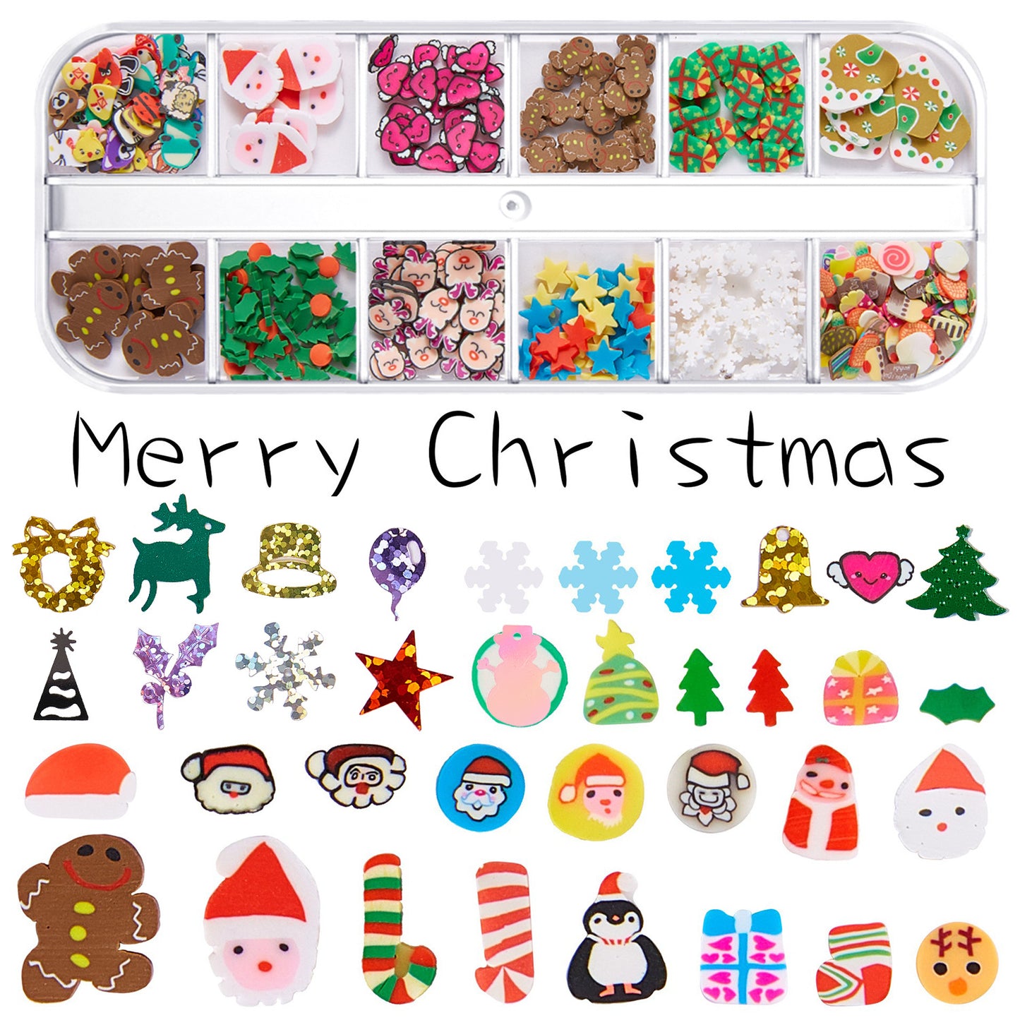 【Christmas Slices Series】Snowflake Santa Claus tree nail accessories nail stickers glitter powder