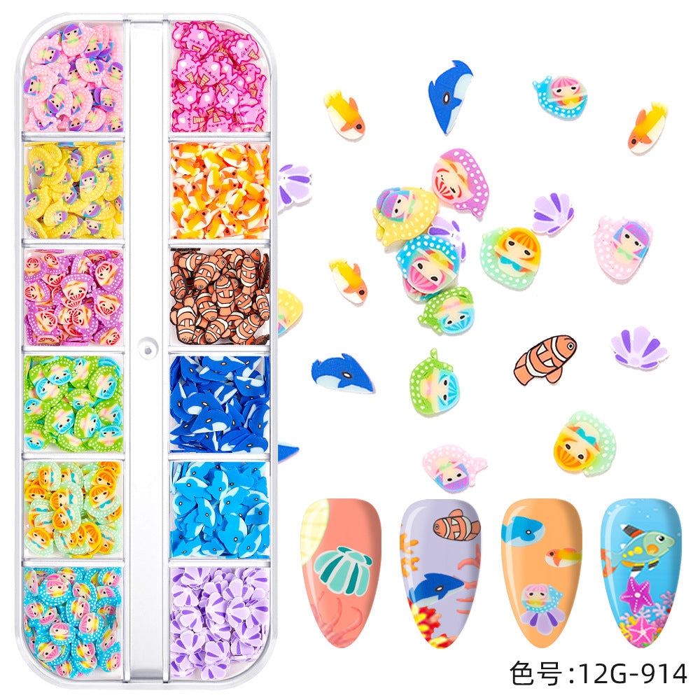 【Ocean Series】Polymer Slices Slices Fimo Slices for DIY Slime Resin Making Charms Lip Gloss Nail Art Cellphone Decorations.