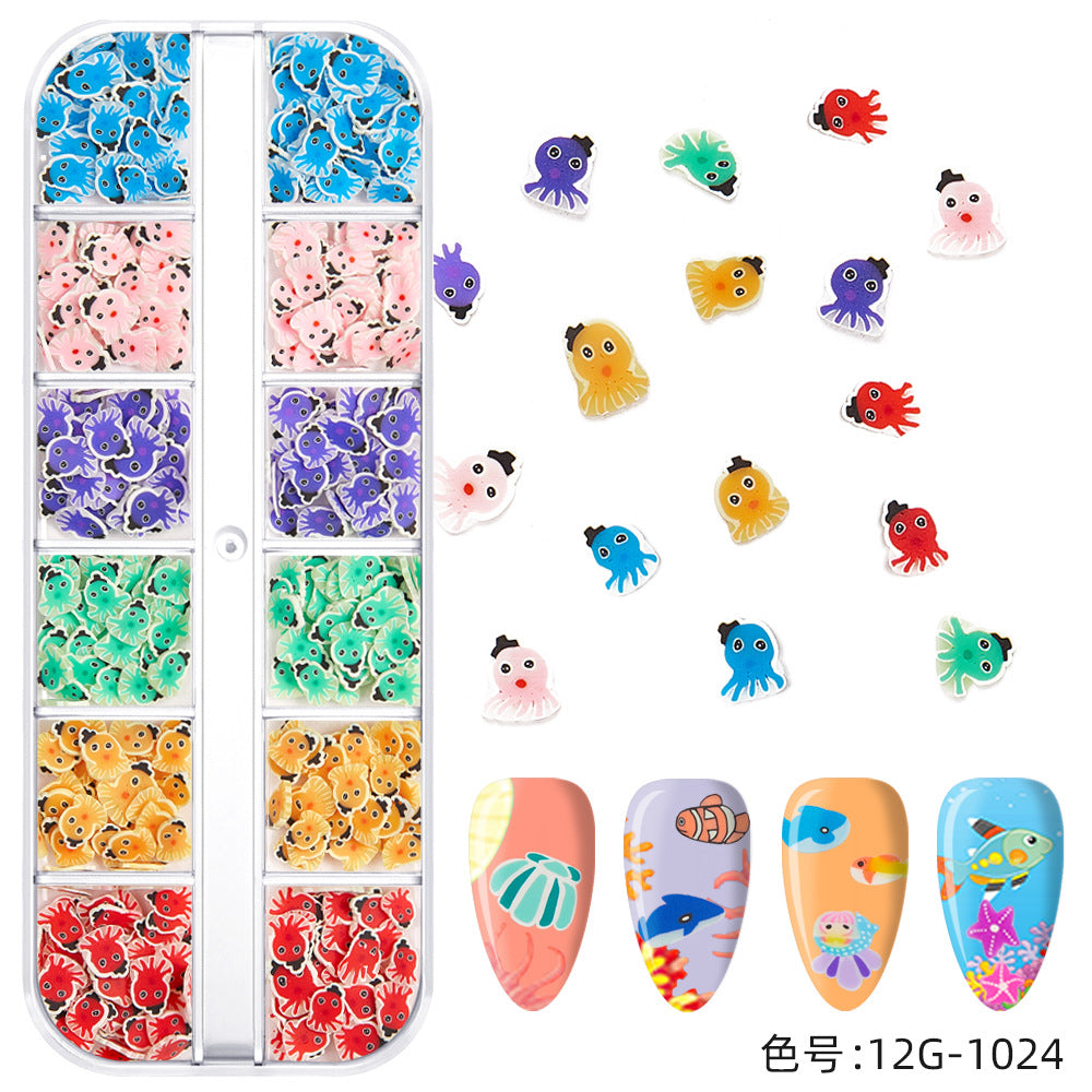 【Ocean Series】Polymer Slices Slices Fimo Slices for DIY Slime Resin Making Charms Lip Gloss Nail Art Cellphone Decorations.
