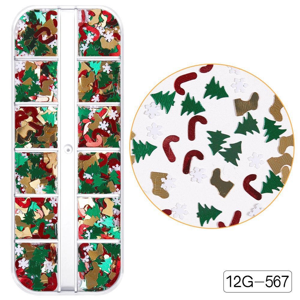 【Christmas Slices Series】Snowflake Santa Claus tree nail accessories nail stickers glitter powder