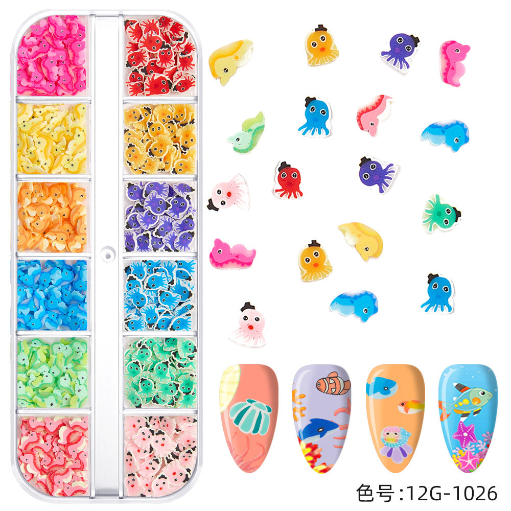 【Ocean Series】Polymer Slices Slices Fimo Slices for DIY Slime Resin Making Charms Lip Gloss Nail Art Cellphone Decorations.