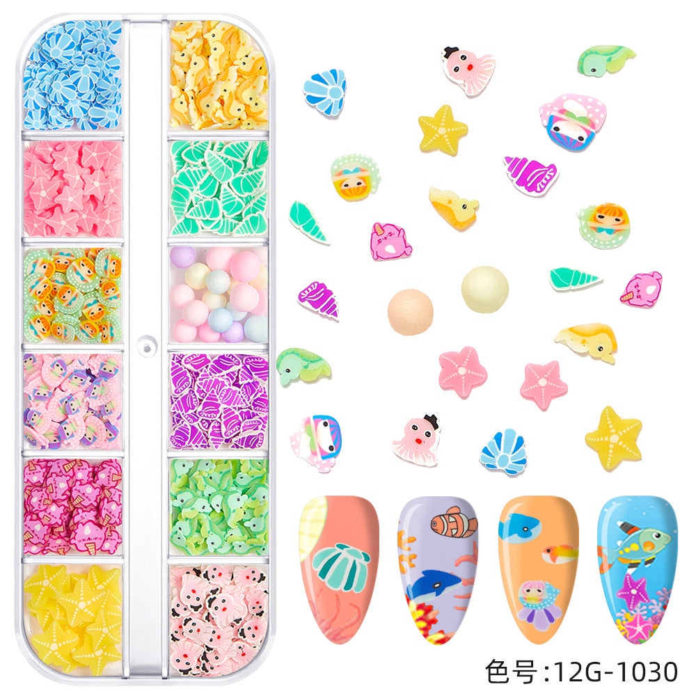 【Ocean Series】Polymer Slices Slices Fimo Slices for DIY Slime Resin Making Charms Lip Gloss Nail Art Cellphone Decorations.