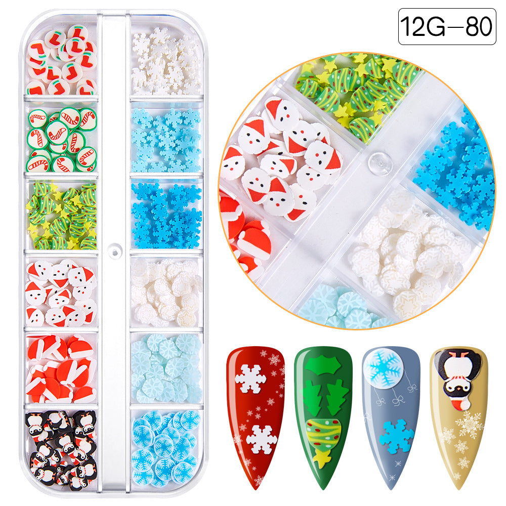 【Christmas Slices Series】Snowflake Santa Claus tree nail accessories nail stickers glitter powder