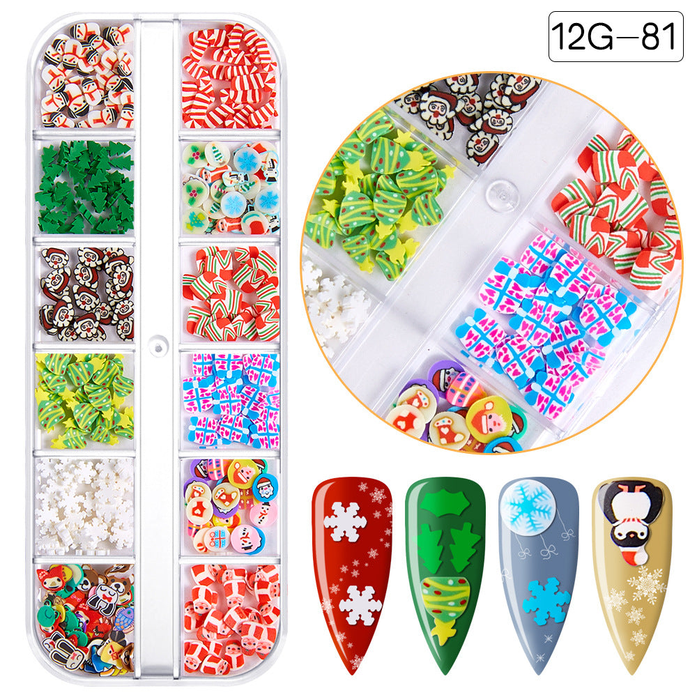 【Christmas Slices Series】Snowflake Santa Claus tree nail accessories nail stickers glitter powder