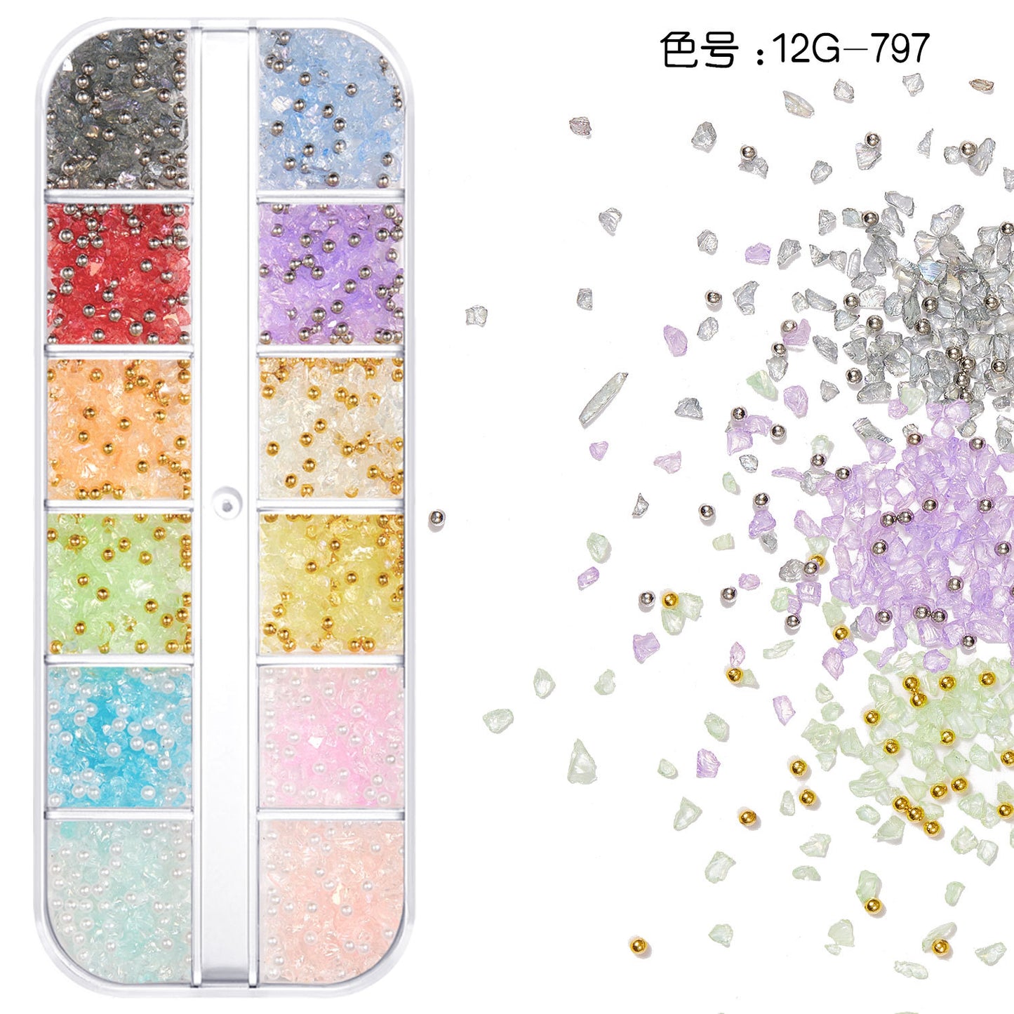 【Mixed Kit Series】Nail Pearl Flower Alloy Shell Jewelry Aurora Transparent Resin Diamond Nail Decoration Sequins