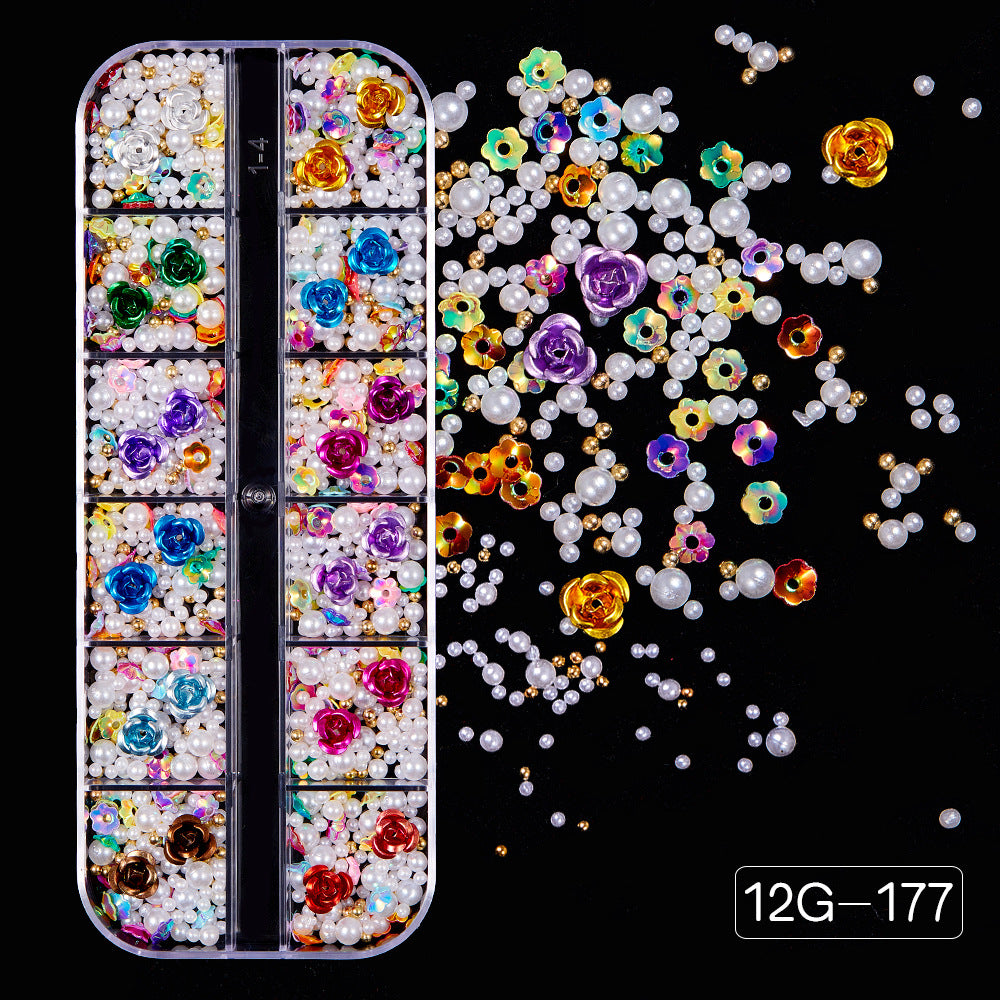 【Mixed Kit Series】Nail Pearl Flower Alloy Shell Jewelry Aurora Transparent Resin Diamond Nail Decoration Sequins