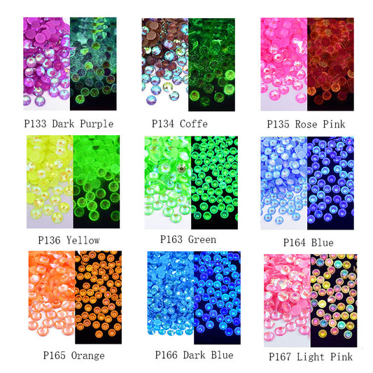 【Glass Fluorescence Rhinestone】 Flat Back Rhinestones | Embellishments | Bling | Nail Art | Craft | DIY | Tumblers | Makeup | 1440PCS