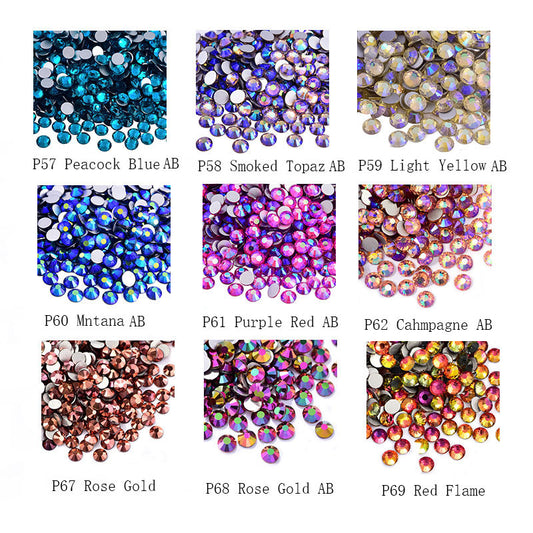 【Colorful Glass Rhinestone-4 】AB Flat Back Rhinestones | Embellishments | Bling | Nail Art | Craft | DIY | Tumblers | Makeup |Clothes| Jewelry| Decoration