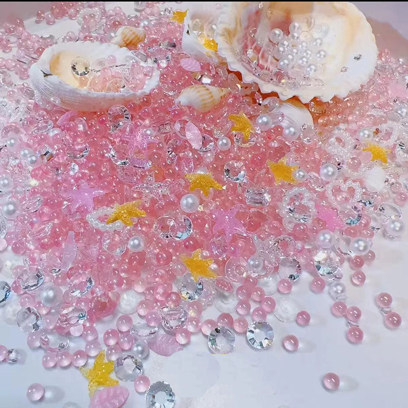 【Super Mix Series】Makeup Bubble Beads for Brushes, with Starfish Sea Shells Round Pearl Beads to Hold Makeup Brush, Lipstick, Mascara, Eyeliner，Makeup Holder Filler